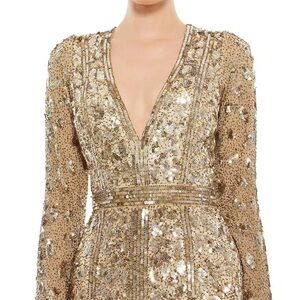 Mac Duggal Black Tie Formal Gold Gown. With Tags, Never worn.